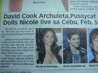 Headline news story depicting David Archuleta