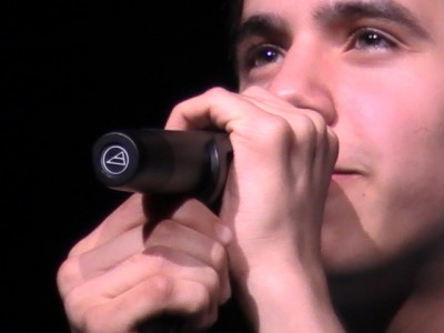 close up of David Archuleta singing