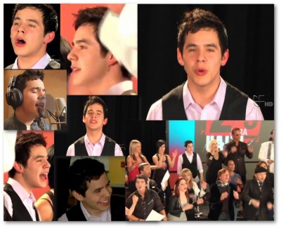 collage photos of David Archuleta singing "Somos el Mundo"