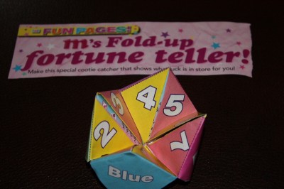 m magazine fold-up fortune teller game