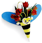 Bee Flower Basket in shape of cornucopia