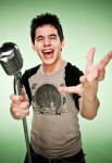 David Archuleta, studio shot, with big microphone, American Idol 2008