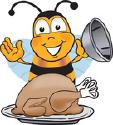 Bee and turkey cartoon